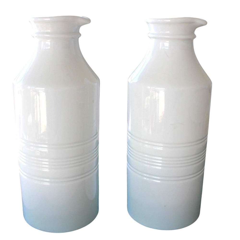 Lenox Tin Can Alley Tall Milk Bottle Porcelain White 40oz Pair
